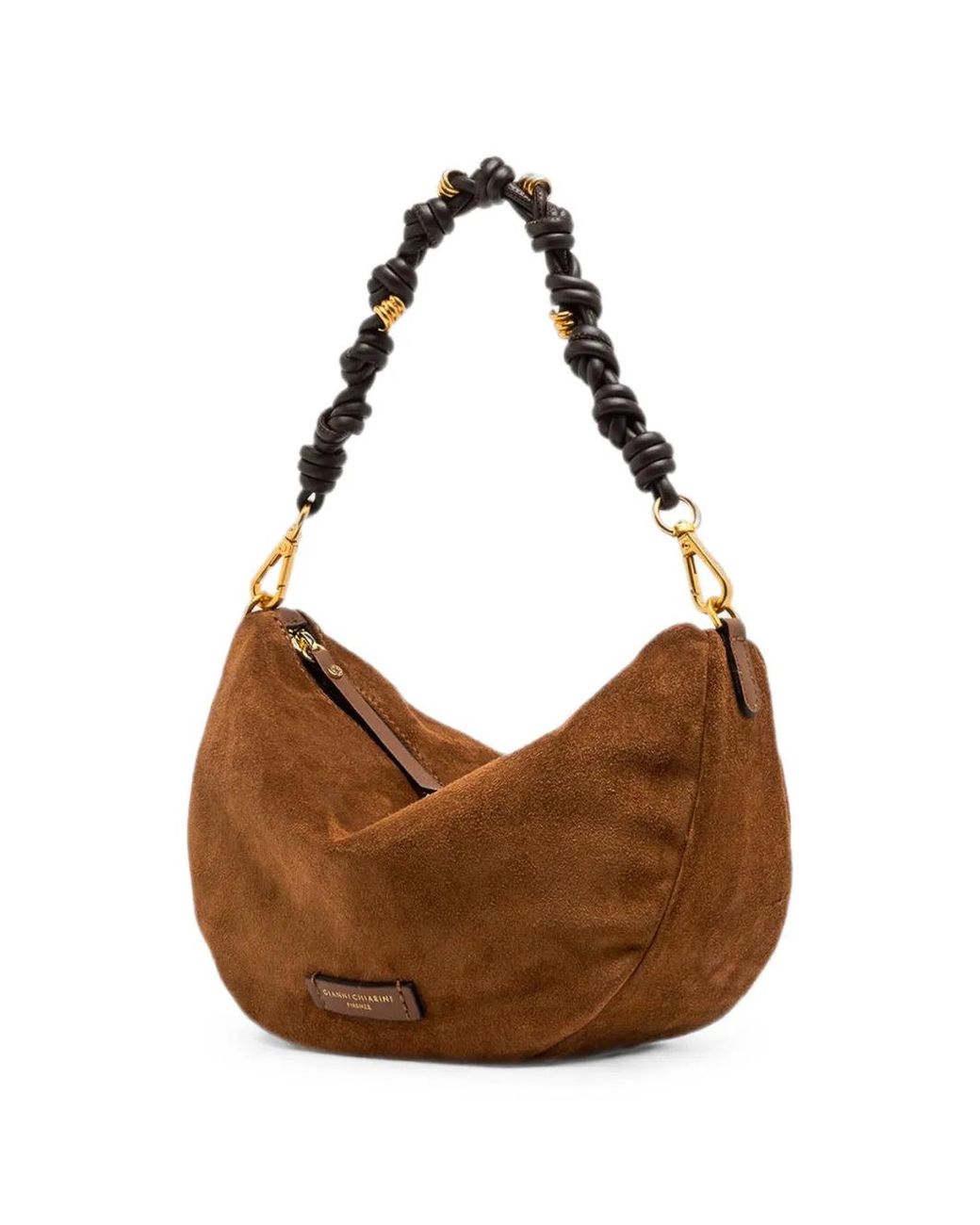 Gianni Chiarini Brown Cleo Small Suede Knotted-Strap Tote Bag