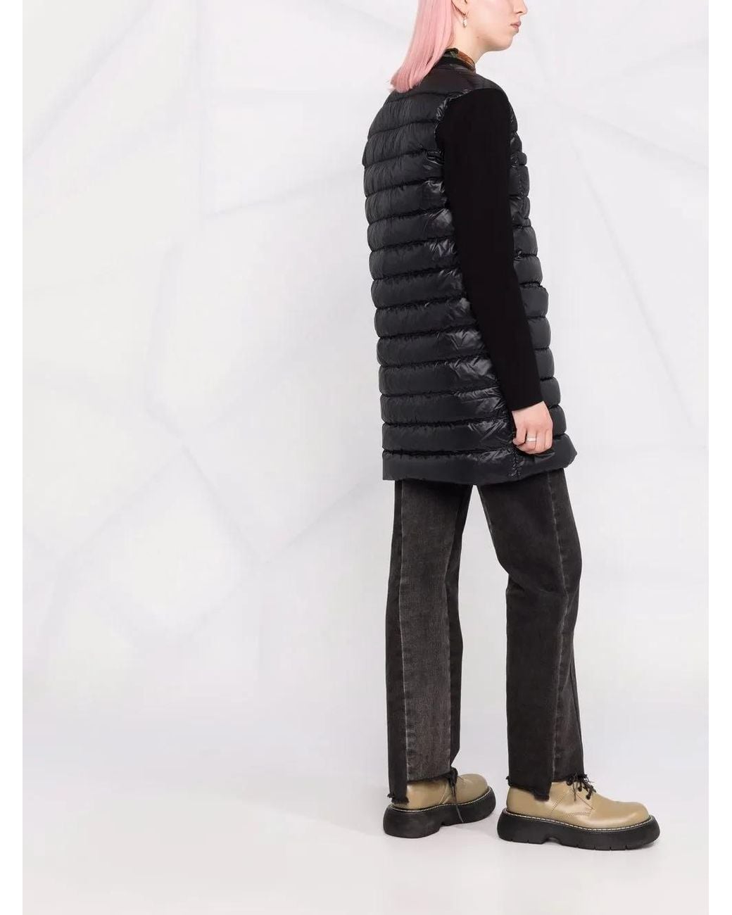 Moncler Black V-Neck Padded Coat