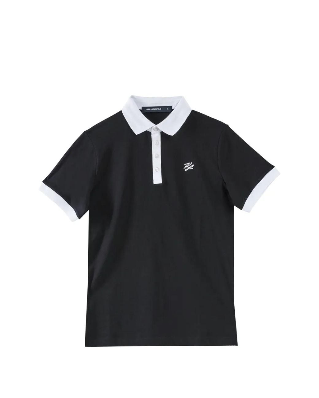 Karl Lagerfeld Black Karl Autograph Embroidered Polo Shirt for men