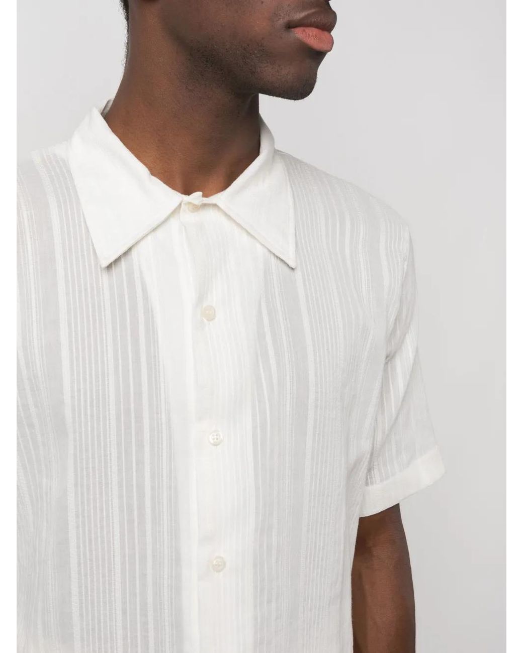 Séfr White Pintuck Cotton Shirt for men