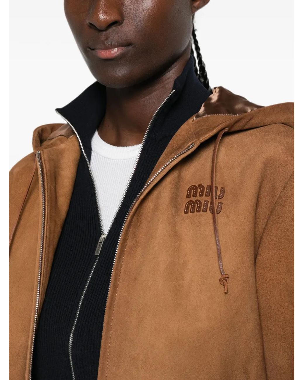 Miu Miu Brown Waxed Suede Blouson Jacket