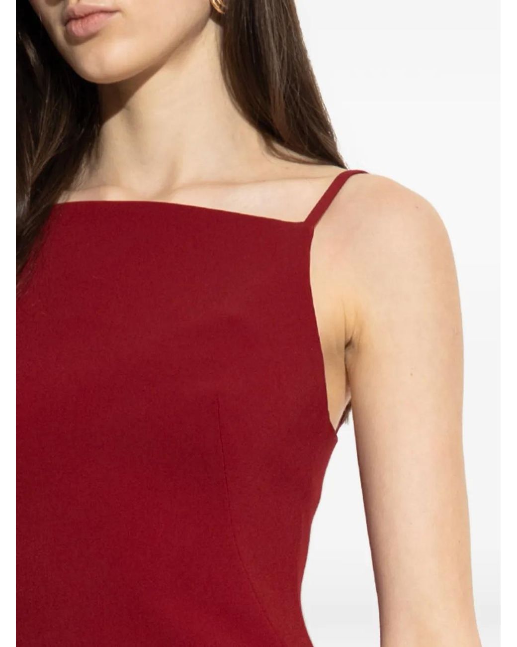 Vestido Midi Con Cuello Cuadrado Givenchy de color Red