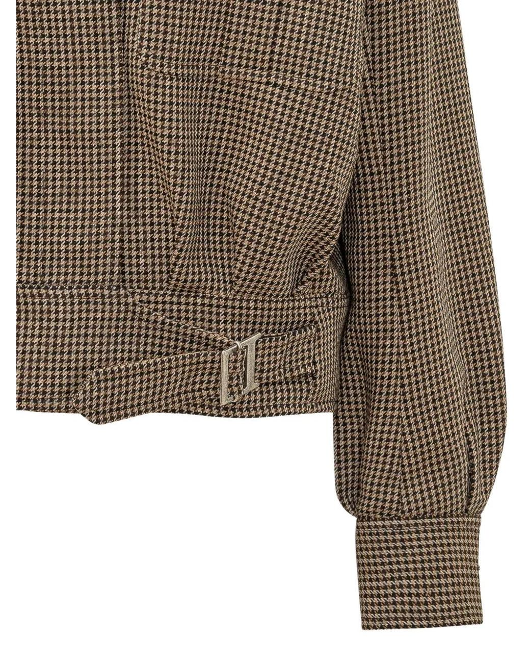 Seafarer Brown Houndstooth-Pattern Belted Jacket