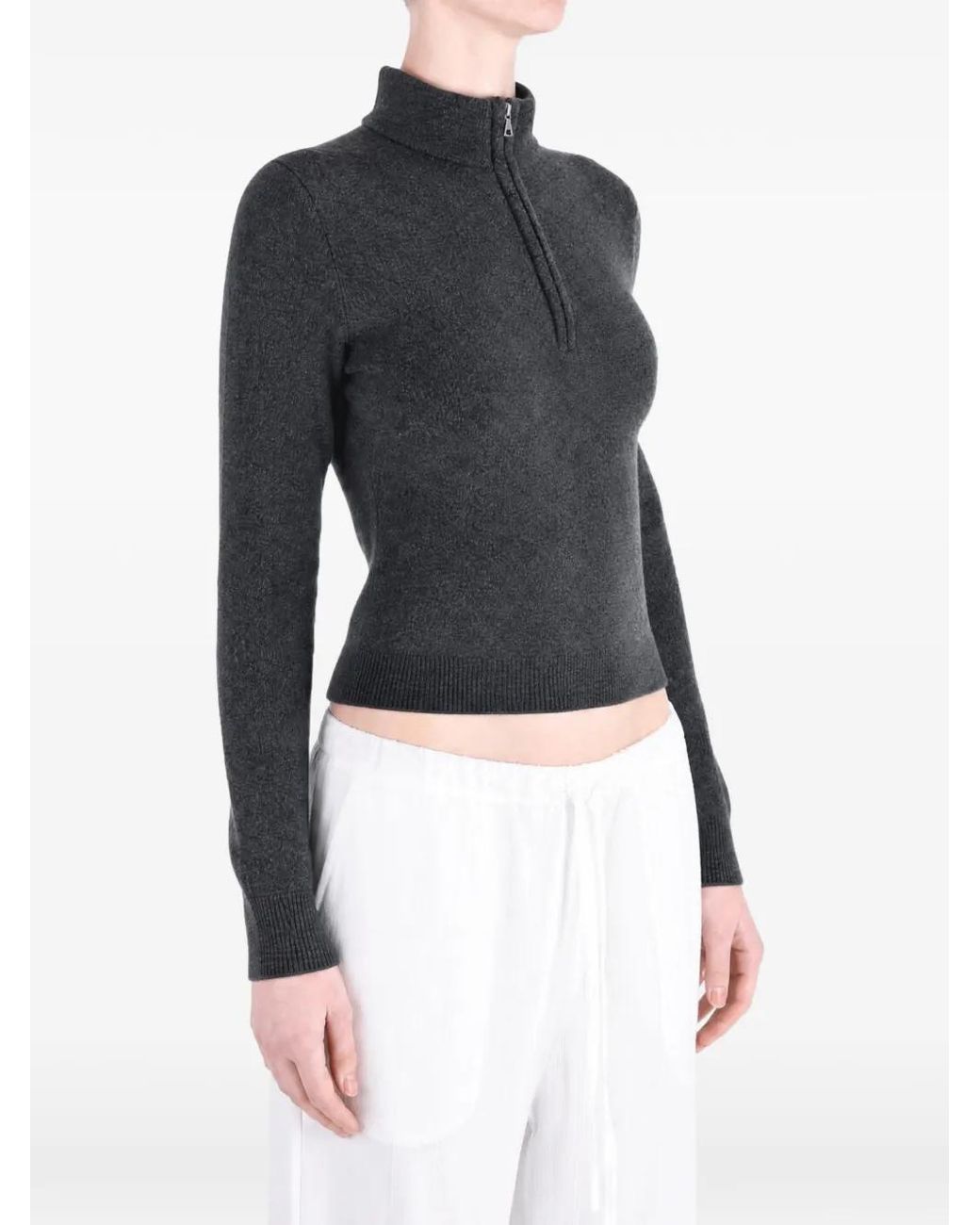 Auralee Blue Half-Zip Wool Sweater