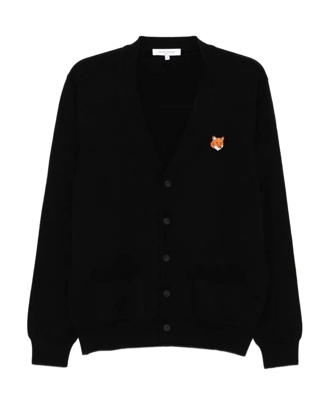 Maison Kitsuné Black Fox Head Merino Regular Cardigan Clothing for men