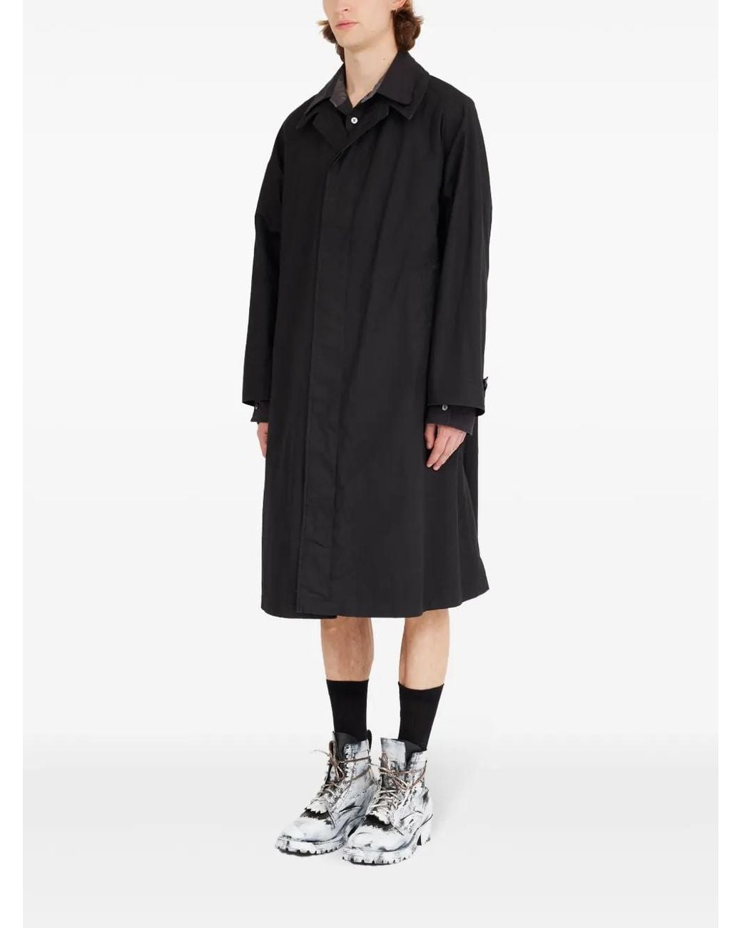 Maison Margiela Black Cotton Trench Coat With Double Collar for men