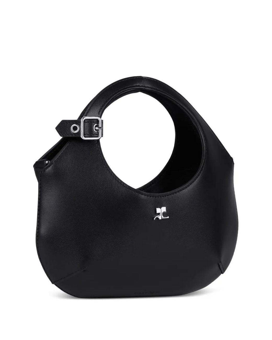 Courreges Black Calf Leather Mini Tote Bag