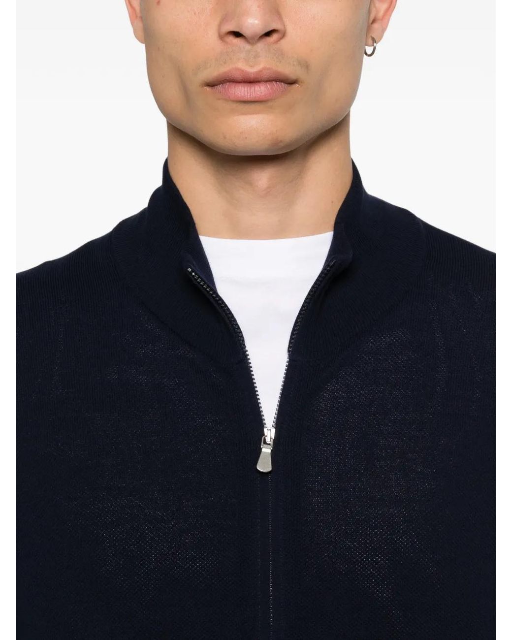 Gran Sasso Blue Zip-Fastening Cardigan for men
