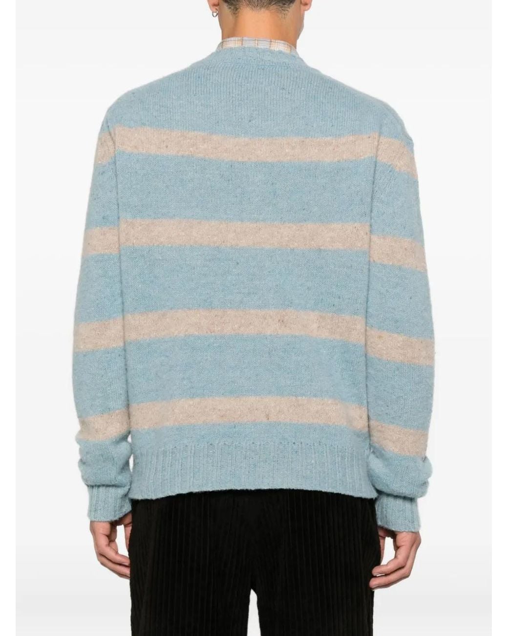 Diana Studio Blue Striped Crew-Neck Sweater for men