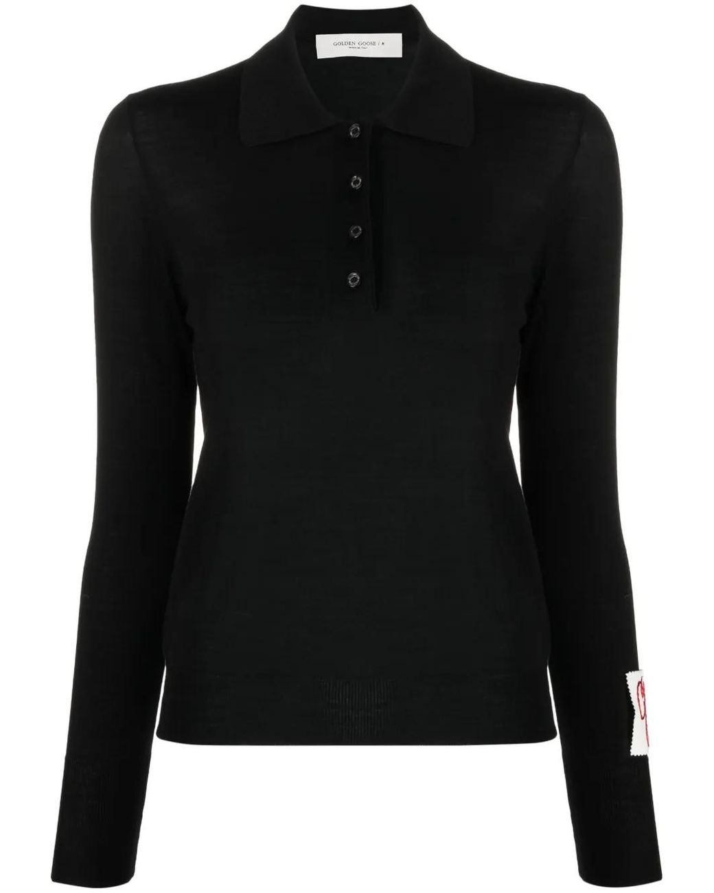 Golden Goose Deluxe Brand Black Fine-Knit Wool Polo Shirt
