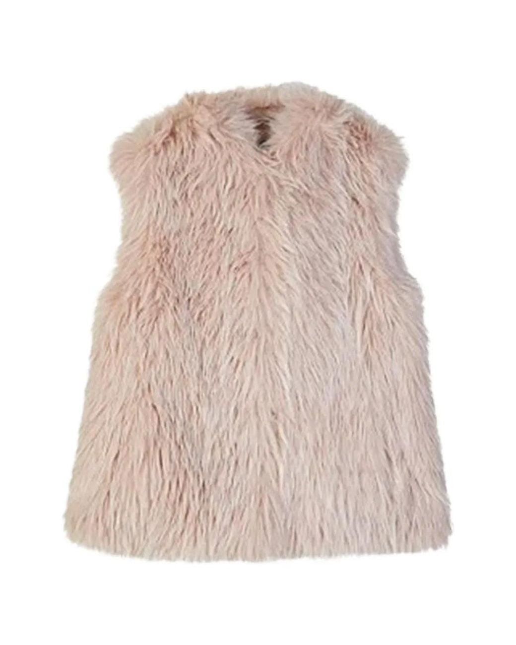 Patrizia Pepe Pink Fluffy Faux-Fur Sleeveless Gilet