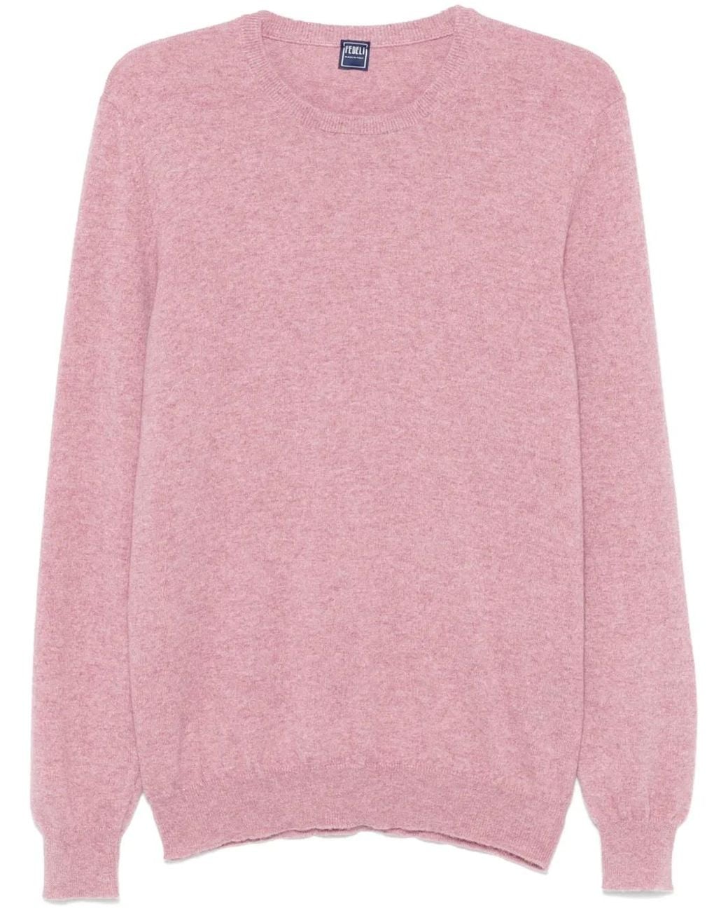 Fedeli Pink Mélange-Effect Sweater for men