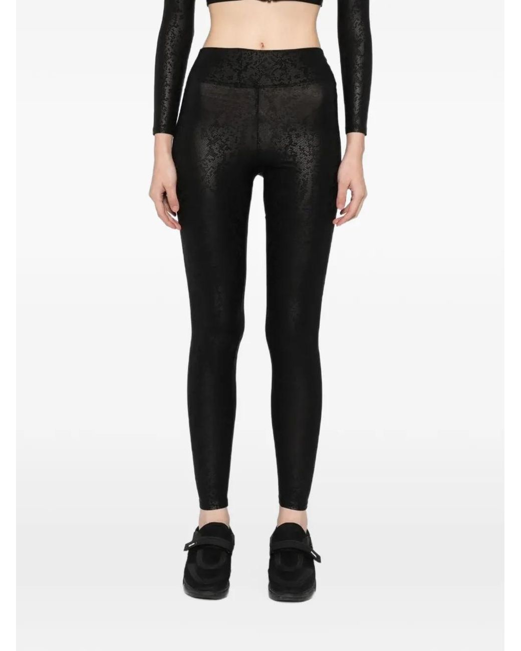 Tessitura Black Snakeskin-Effect Performance Leggings