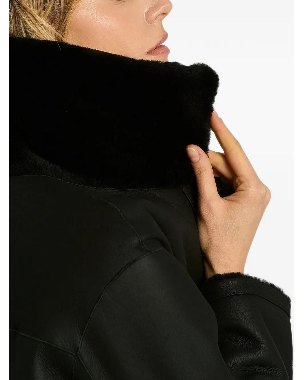 Kiton Lammy Leren Jas in het Black