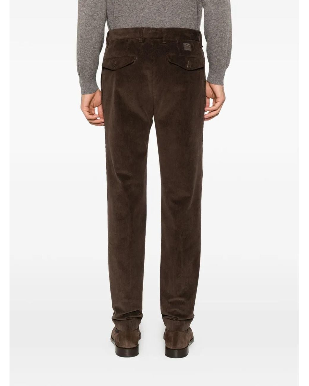 Incotex Black Pleated Corduroy Trousers for men
