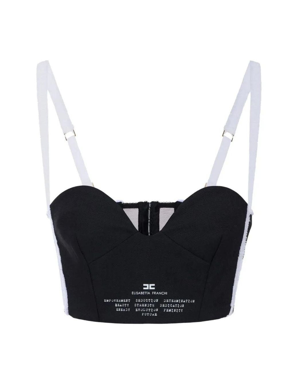 Elisabetta Franchi Black Soutien-Gorge En Laine À Logo Imprimé