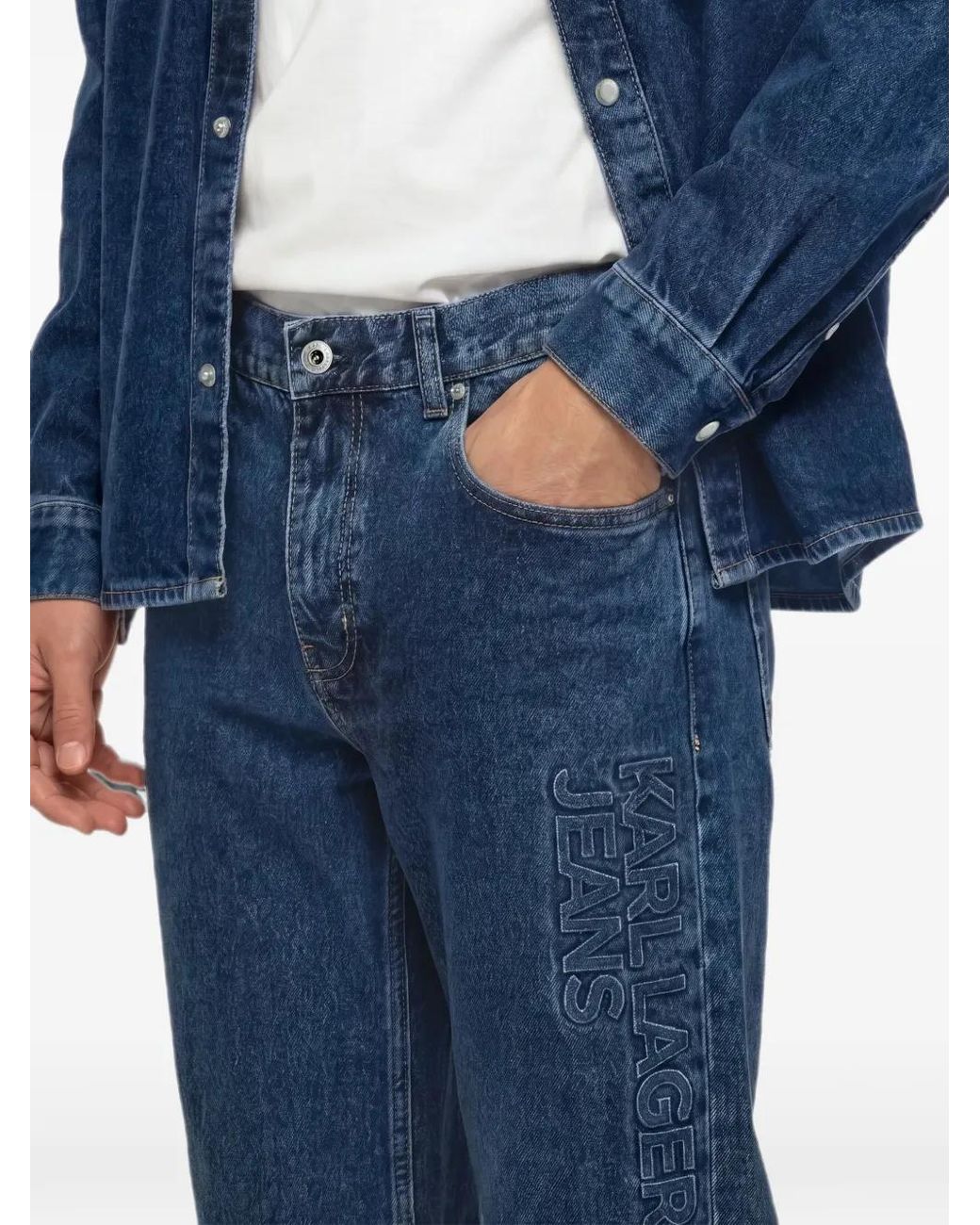 Vaqueros Rectos Con Logo Karl Lagerfeld de hombre de color Blue