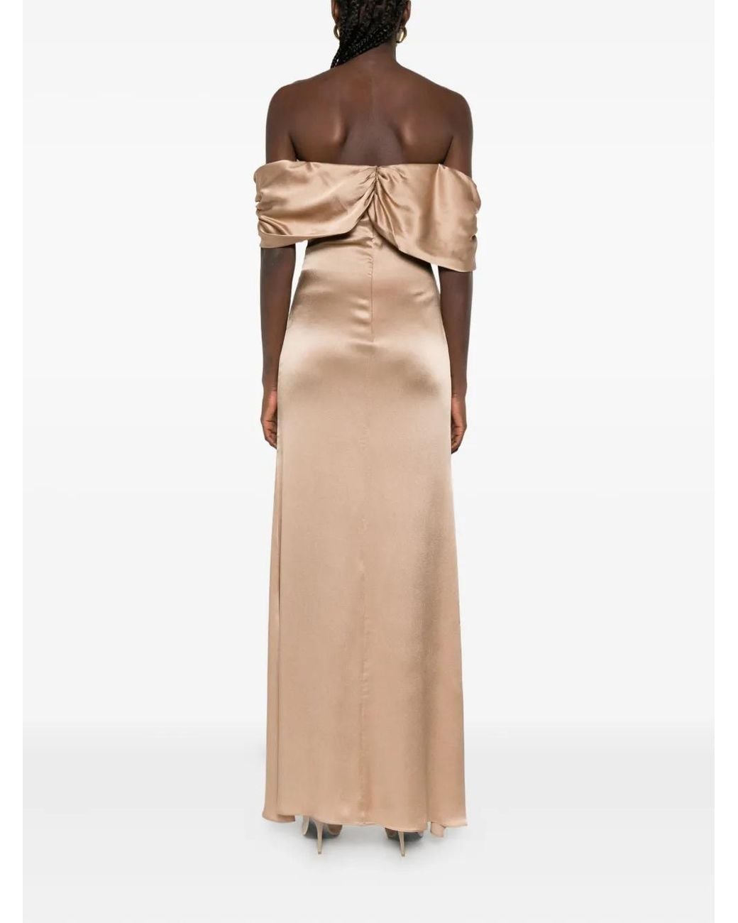 GIUSEPPE DI MORABITO Natural Draped One-Shoulder Dress