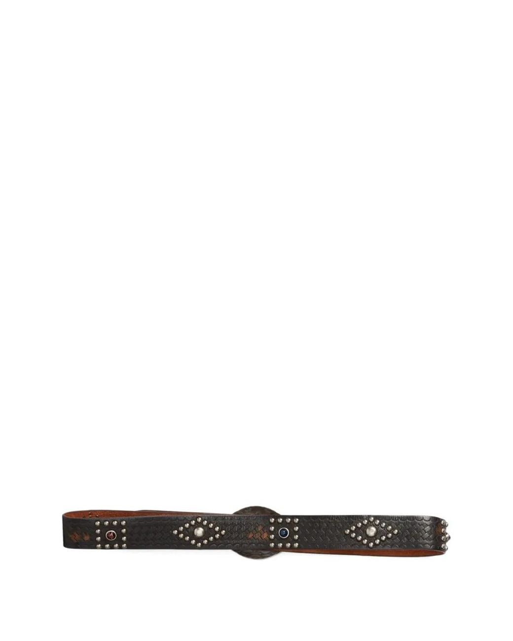 RRL White Studded Leather Belt for men