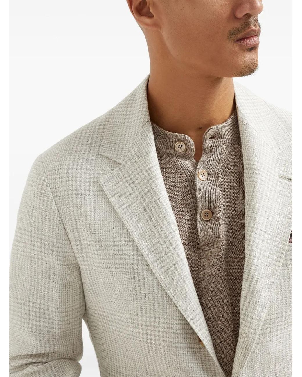 Brunello Cucinelli Geruite Blazer in het White voor heren