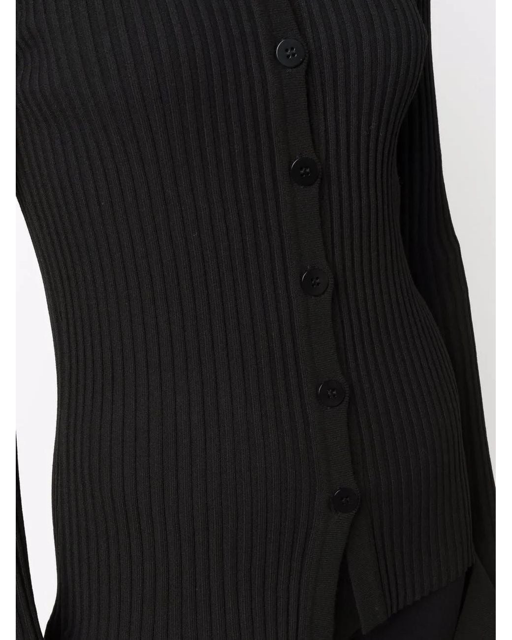 ANDREADAMO Black Cut-Out Detail Long-Sleeve Ribbed Cardigan