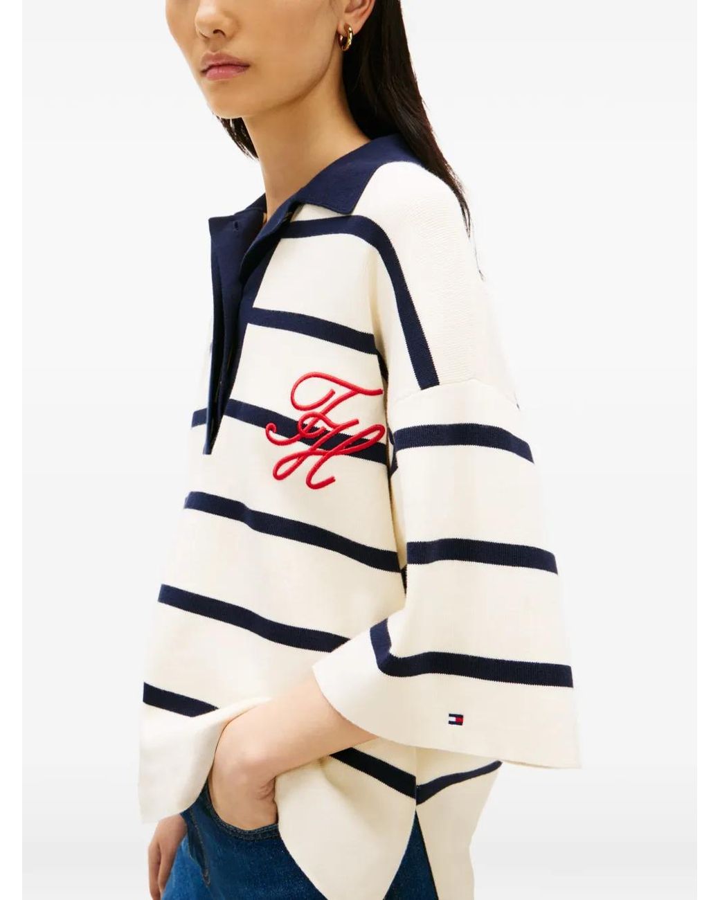 Tommy Hilfiger White Polo À Rayures