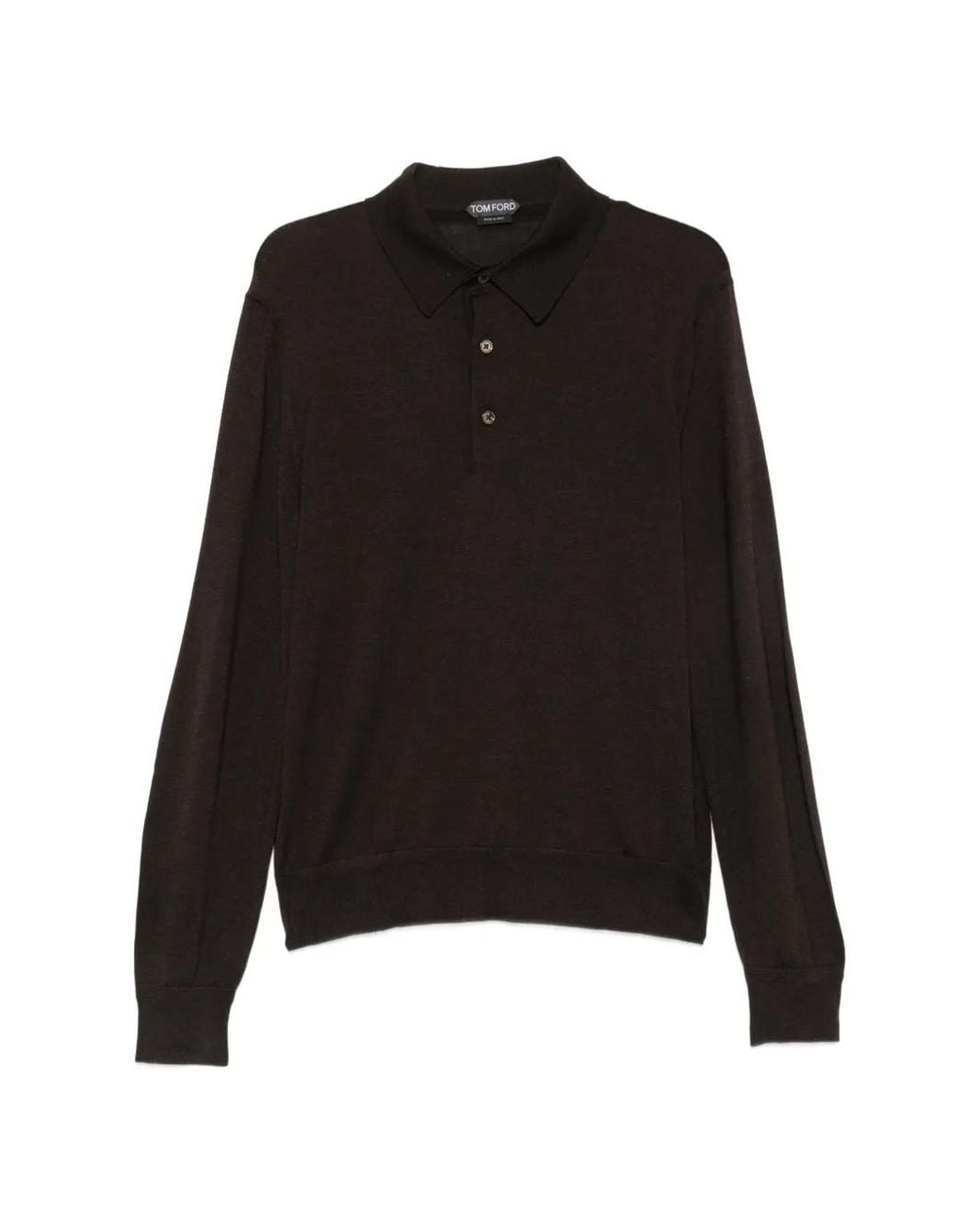 Tom Ford Black Long-Sleeve Buttoned Polo Shirt for men