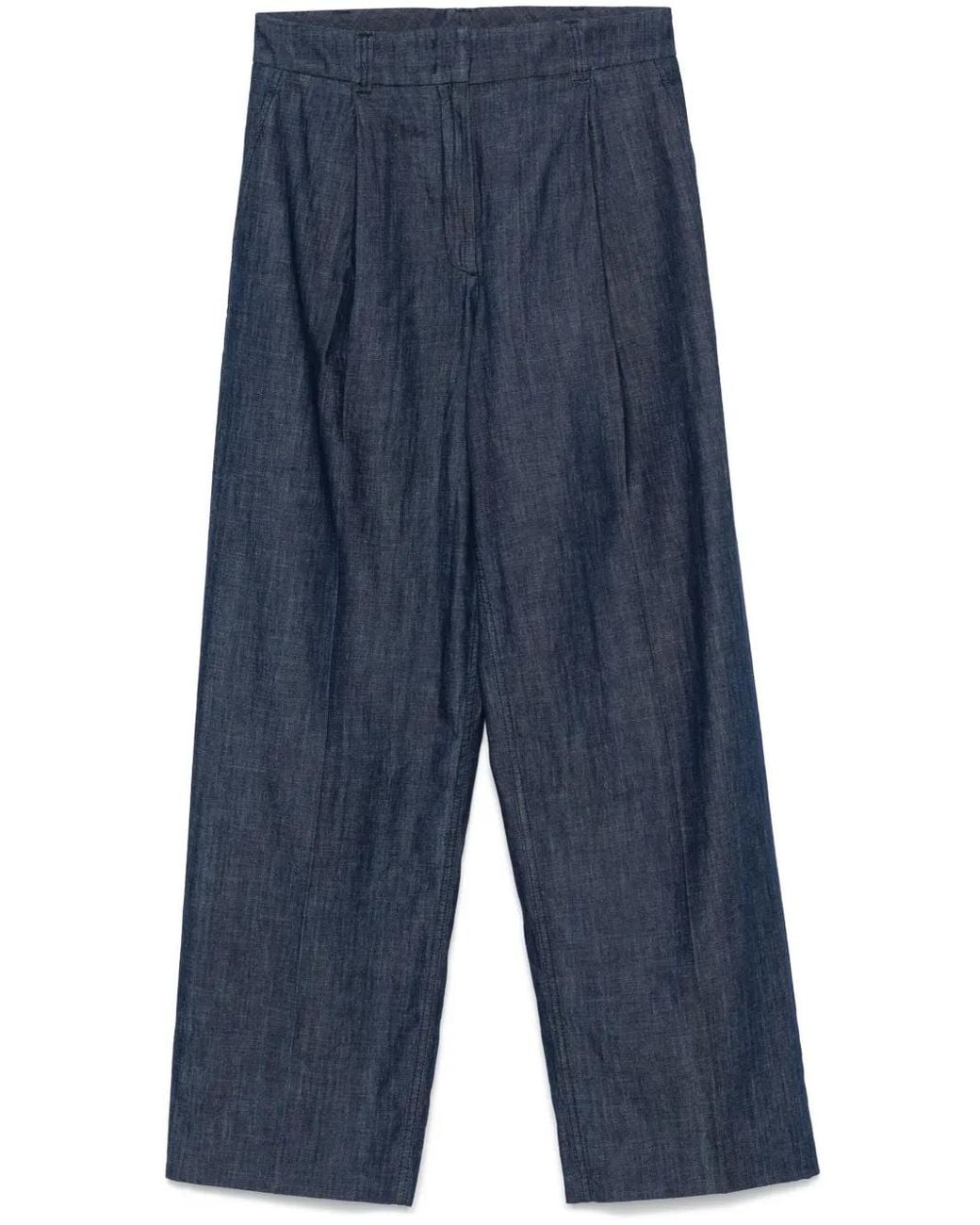 Another Tomorrow Blue Chambray Wide-Leg Jeans