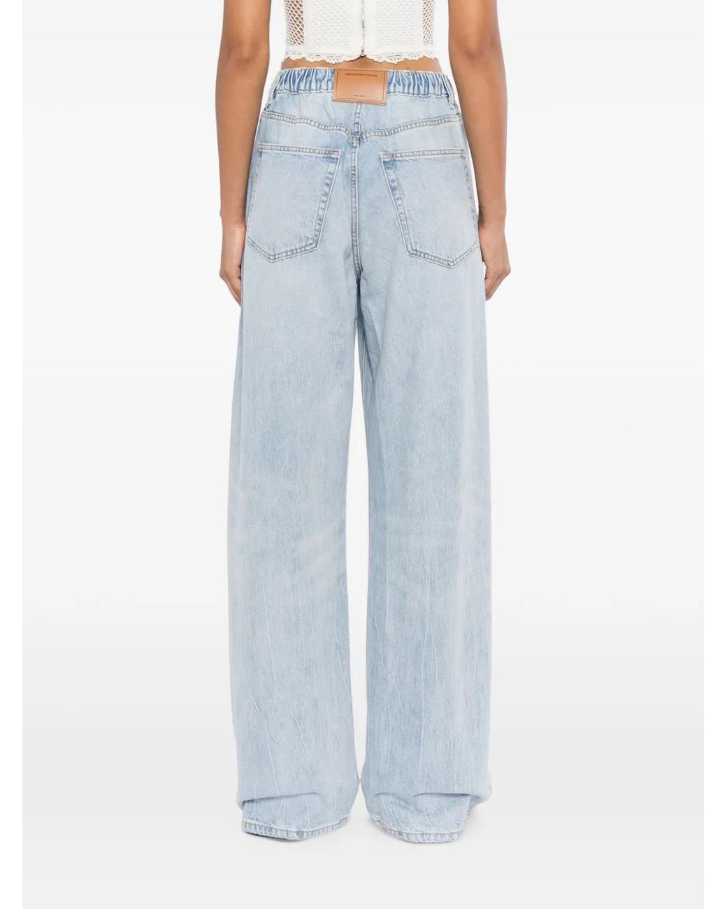 Alexander Wang Blue Drawstring Wide-Leg Jeans