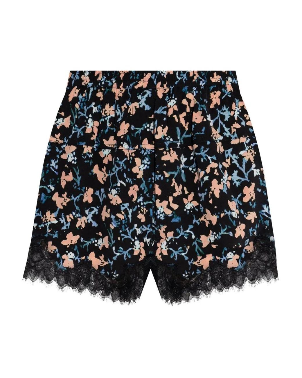 Ulla Johnson Blue Noella Floral-Print Lace-Trim Shorts