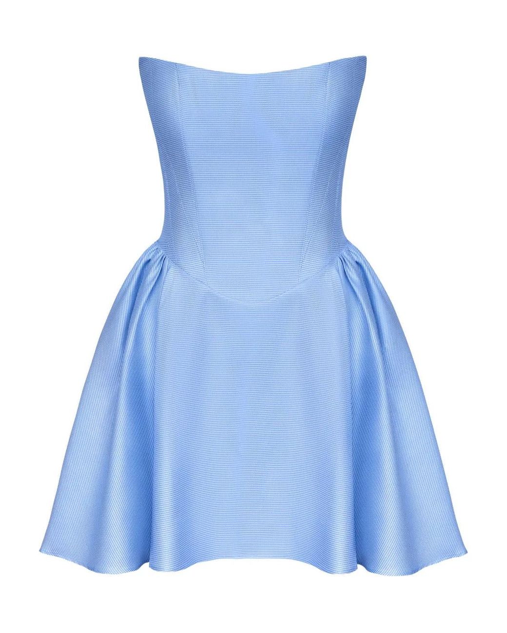 POST MERIDIEM Blue Tuck Corset Mini Dress