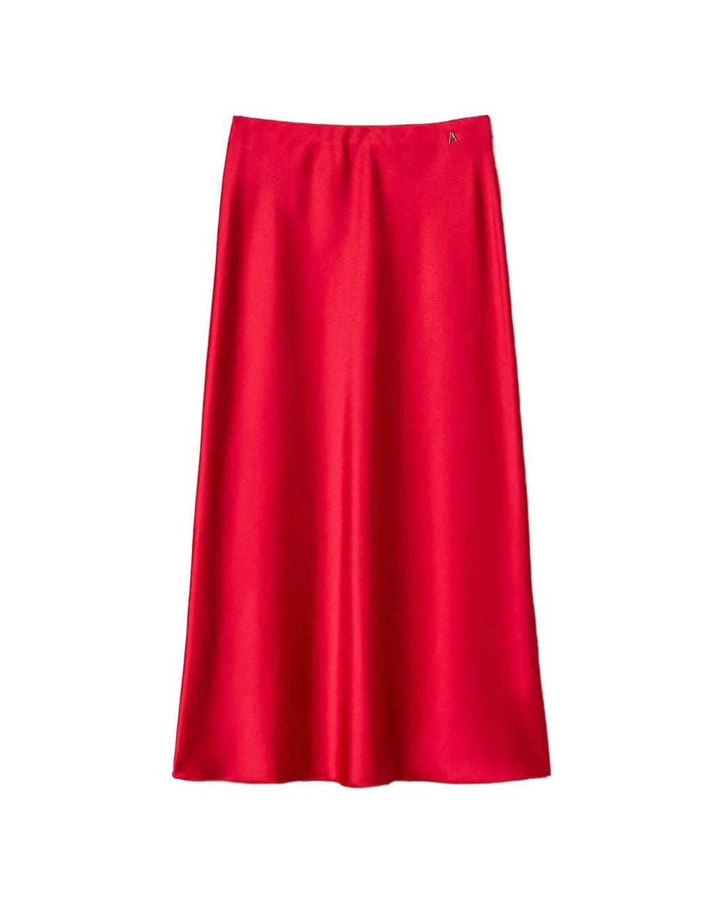 Twinset Red Long Satin Skirt