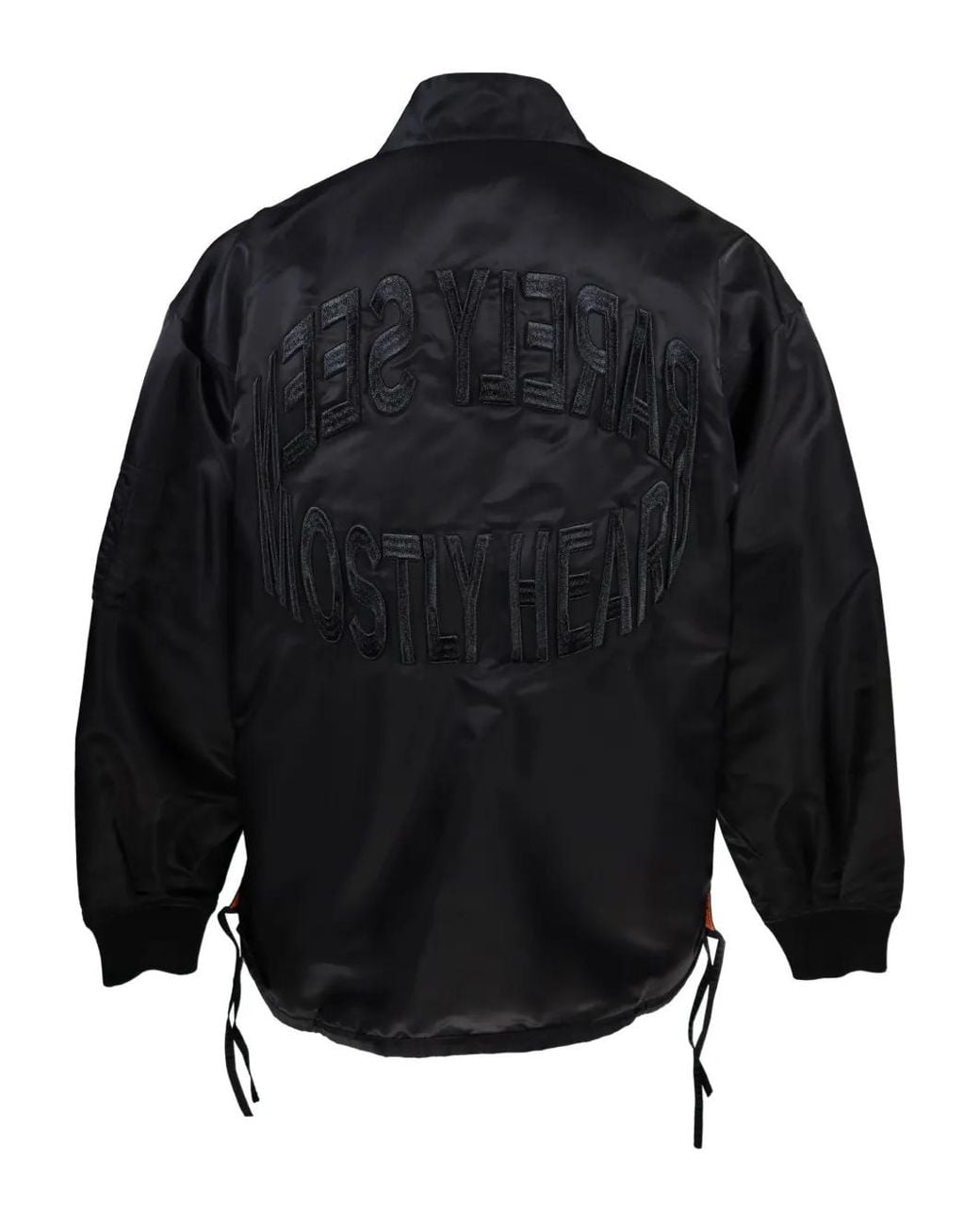 Mostly Heard Rarely Seen Black Emroidered-Logo Bomber Jacket for men