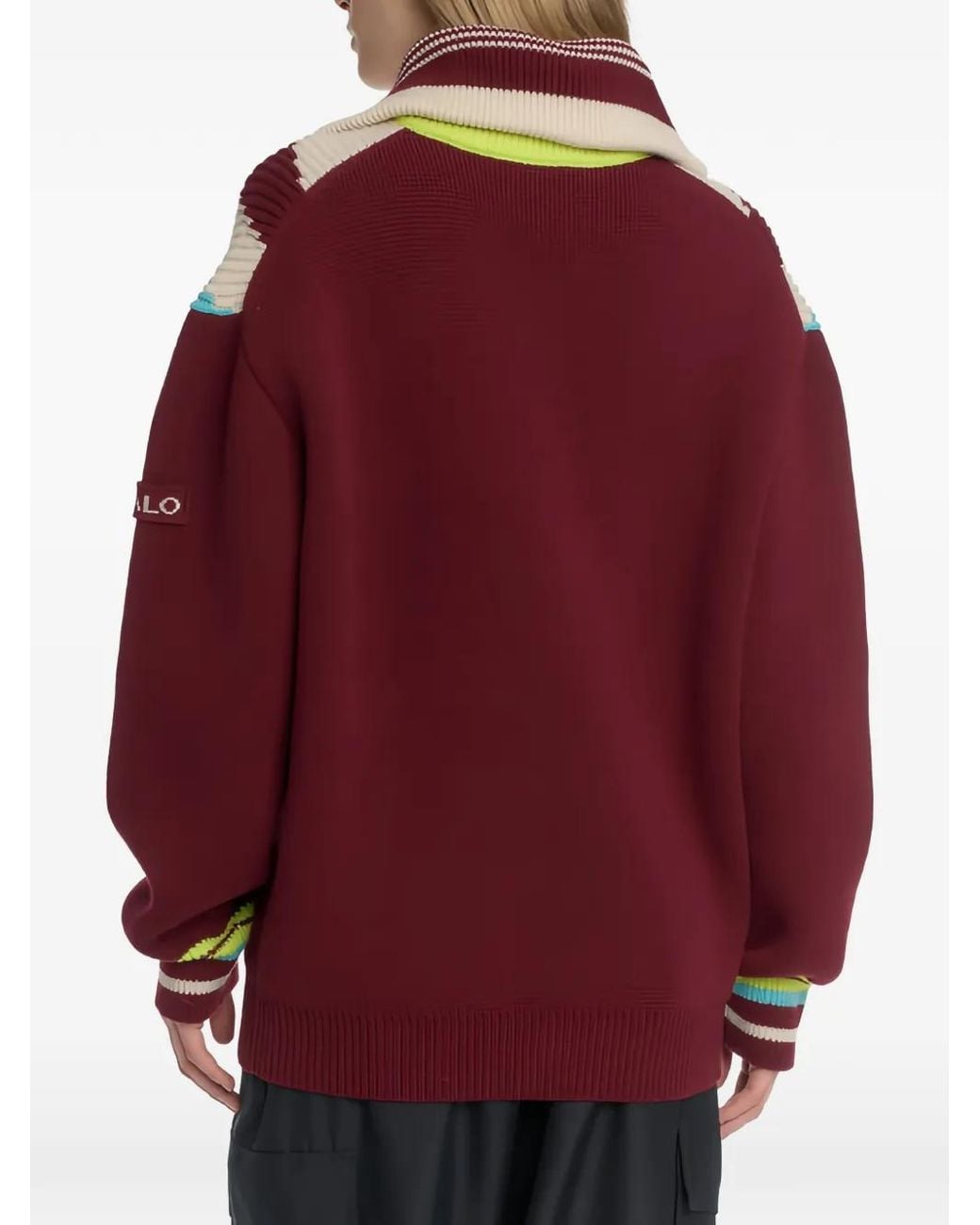 Malo Red Origins Ski Chevron-Pattern Quarter-Zip Sweater
