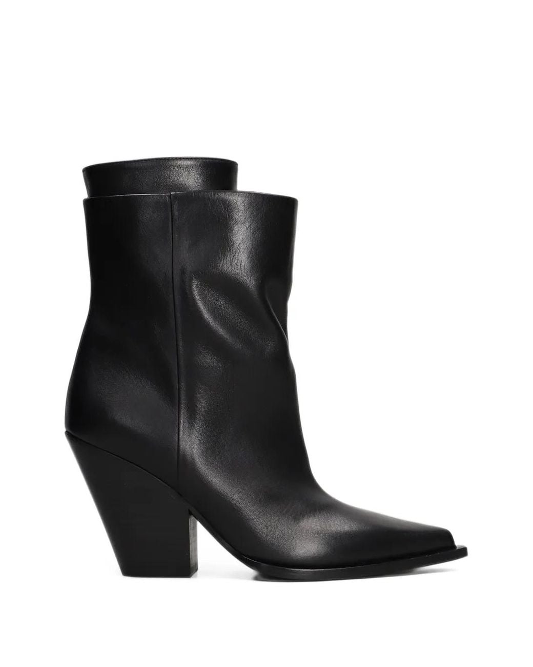 Elena Iachi Black Pointed-Toe Leather Boots