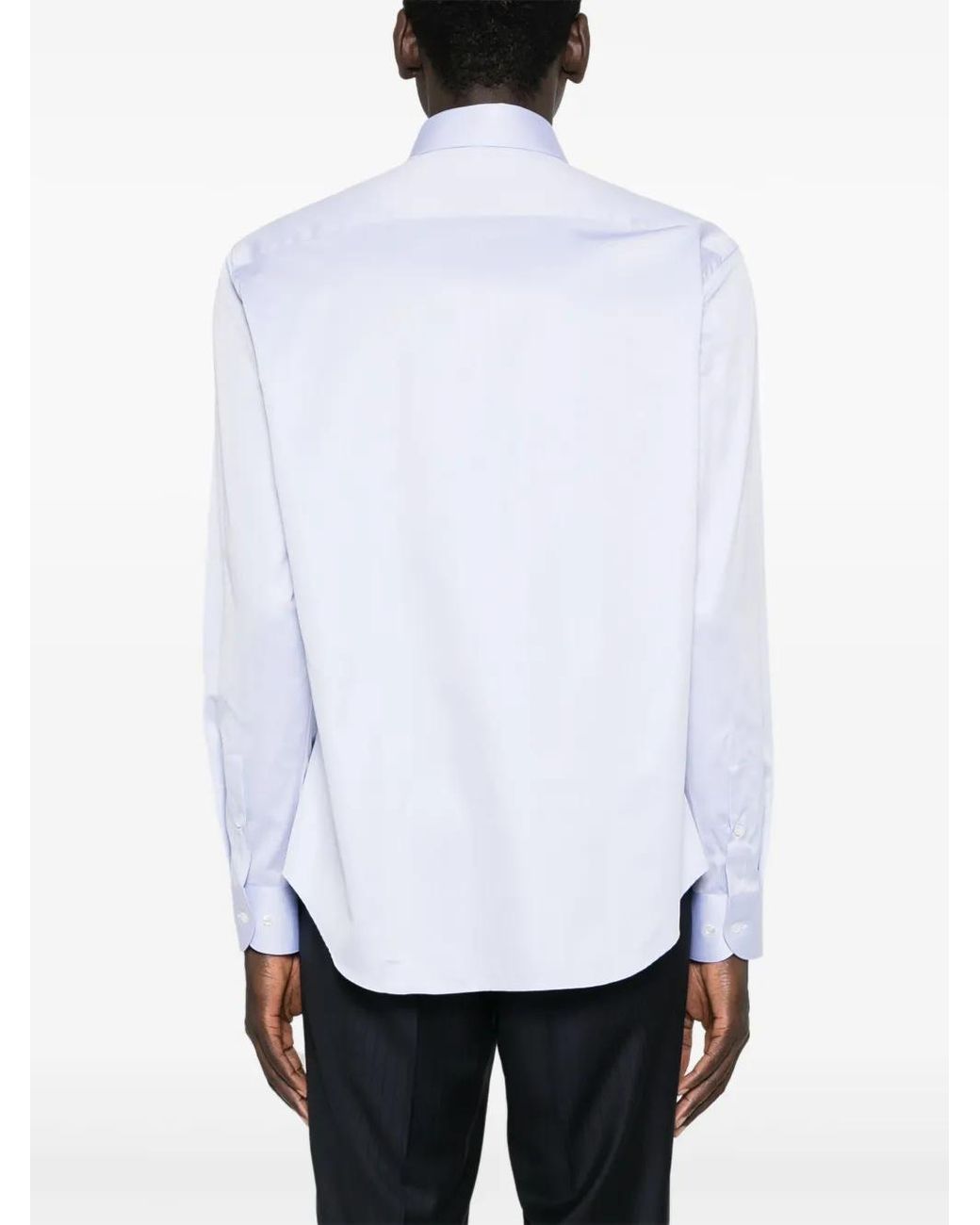 Giorgio Armani White Classic-Collar Cotton Shirt for men