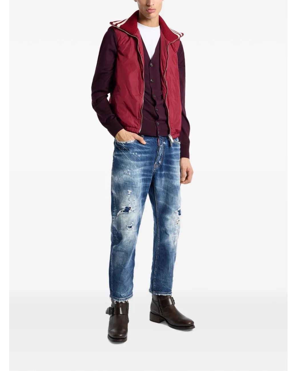 DSquared² Red Chevron-Knit Sweater for men