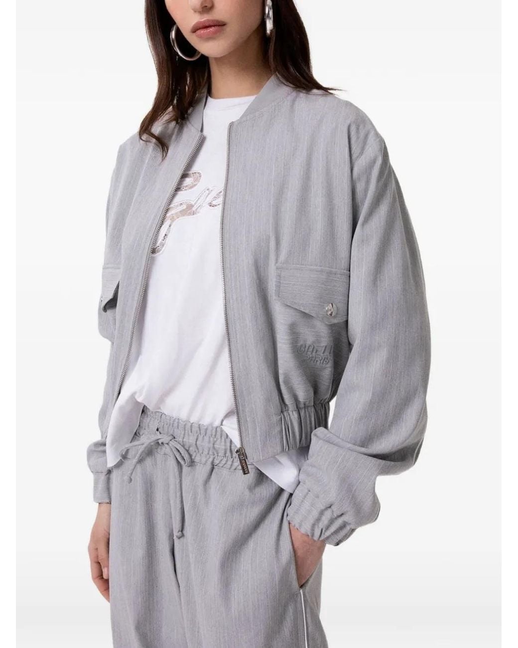 Gaelle Paris Gray Veste Bomber Zippée À Logo Brodé