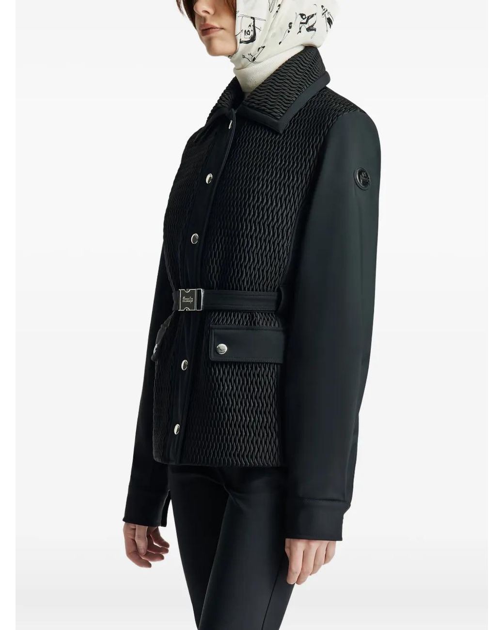 Fusalp Black Diamara Belted Bomber Jacket
