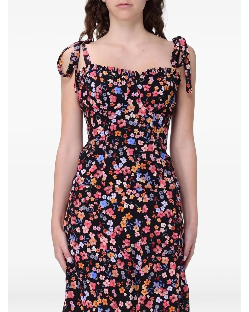 Mar De Margaritas Red Floral-Print Peplum Mini Dress