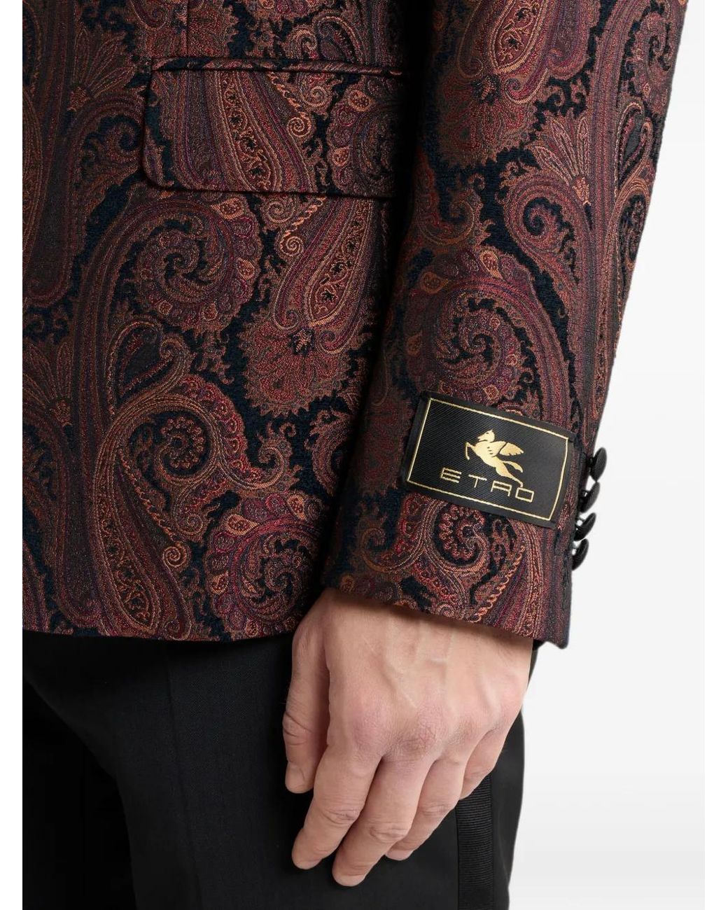 Etro Brown Chenille Jacquard Single-Breasted Jacket With Paisley Motif for men