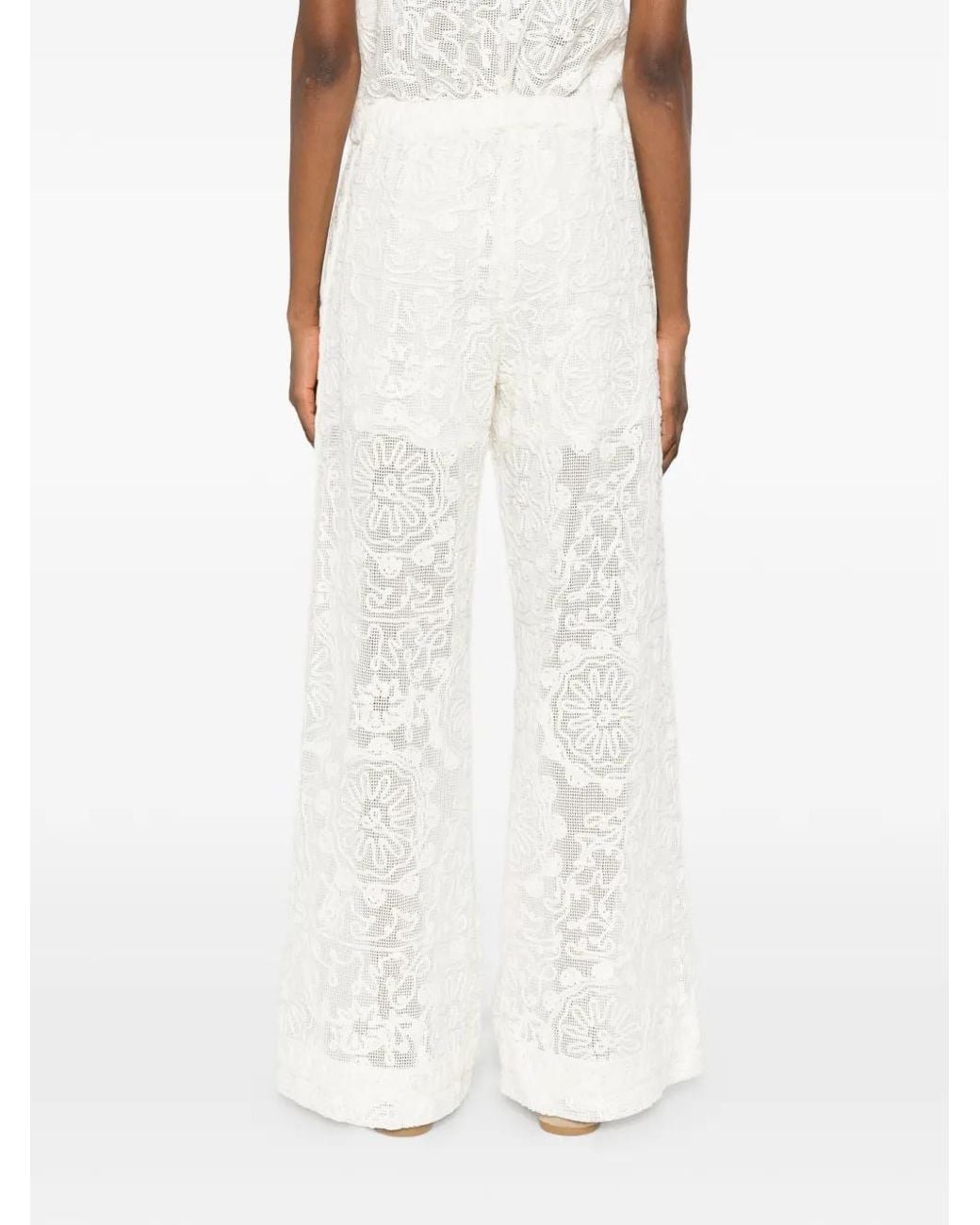 Maje White Giupure Lace Trousers