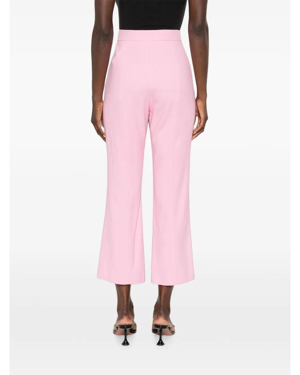 SIMONA CORSELLINI Pink Pantalon À Boutons Décoratifs Et Ourlets Fendus