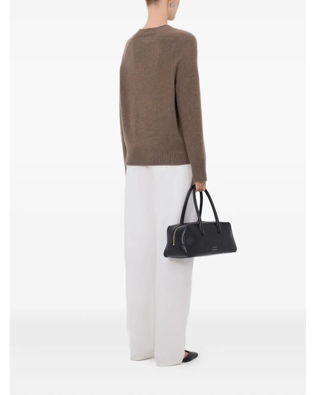 Loulou de Saison Brown U Neck Ribbed Baji Sweater