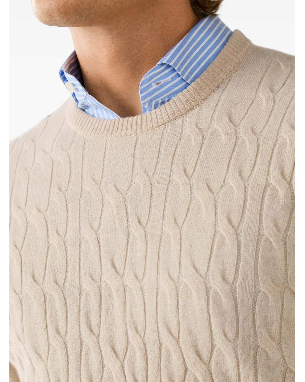 Hackett Pullover Mit Zopfmuster in Natural für Herren