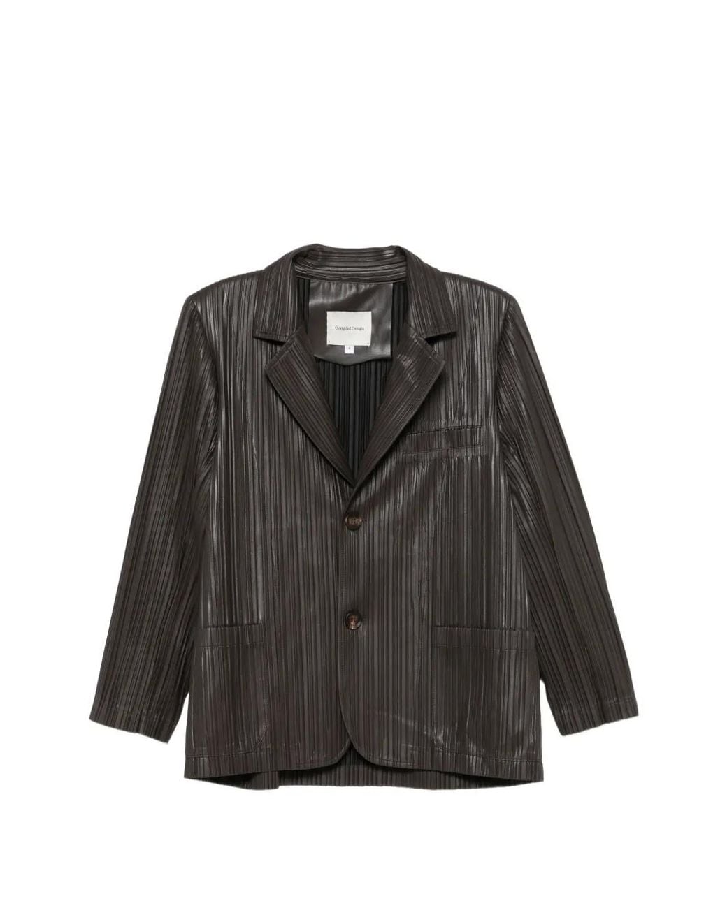 GONGDID DESIGN Black Plissé-Effect Blazer