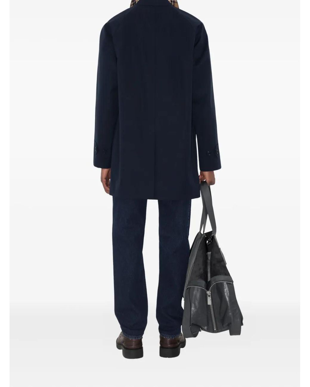 Burberry Blue Mid-Length Camden Heritage Car Coat for men
