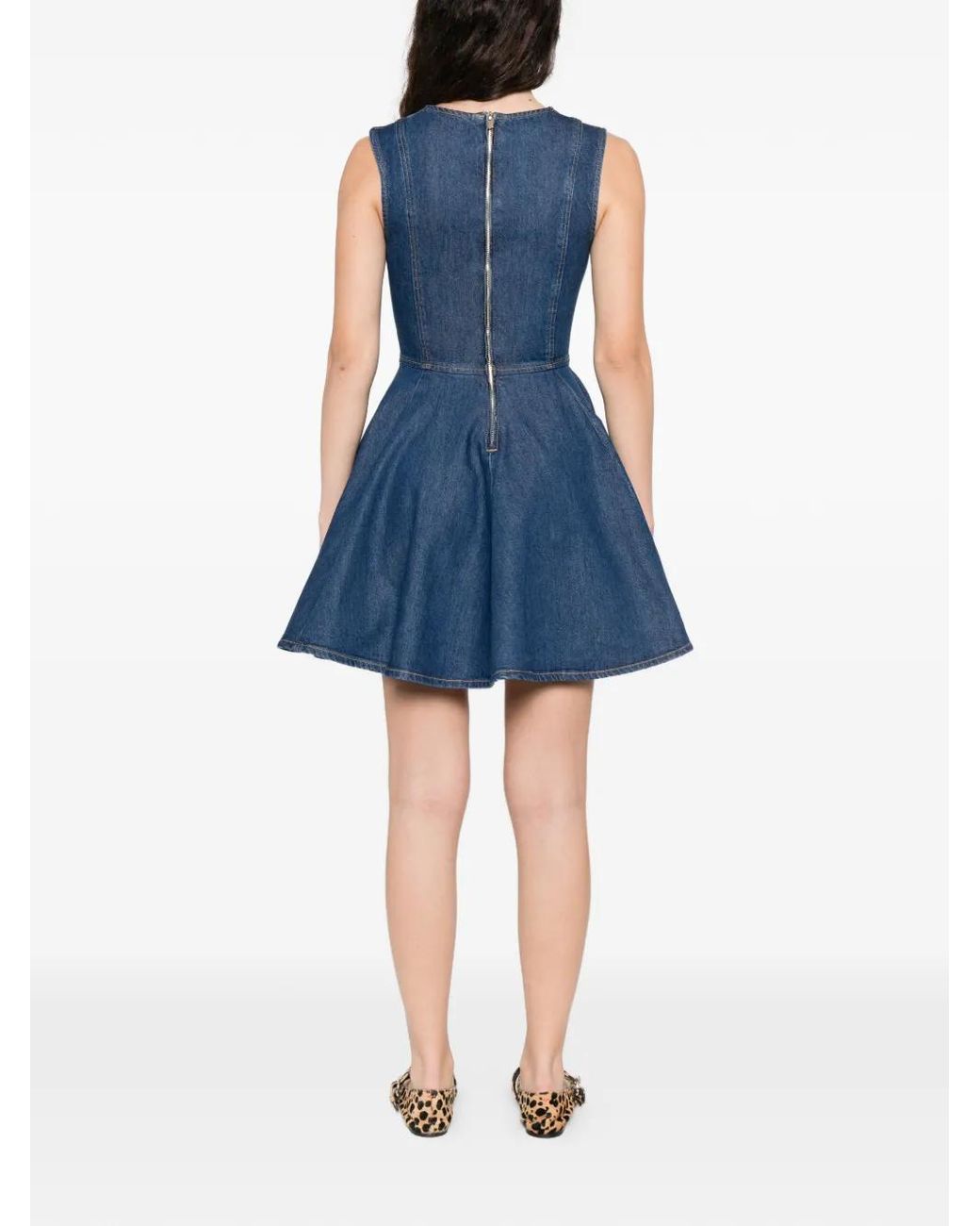Maje Blue Short Flared Denim Dress