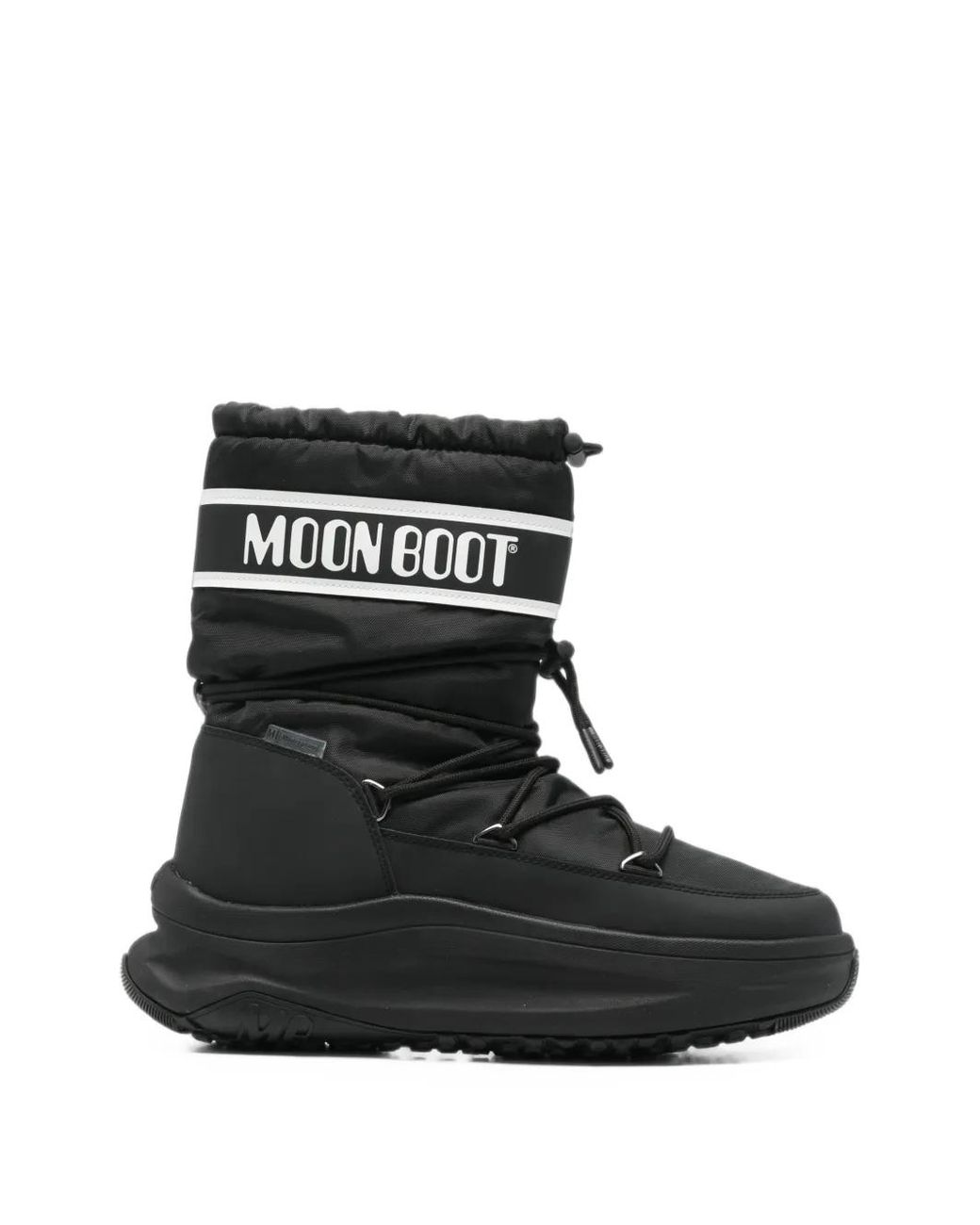 Moon Boot Black Logo-Print Lace-Up Boots for men
