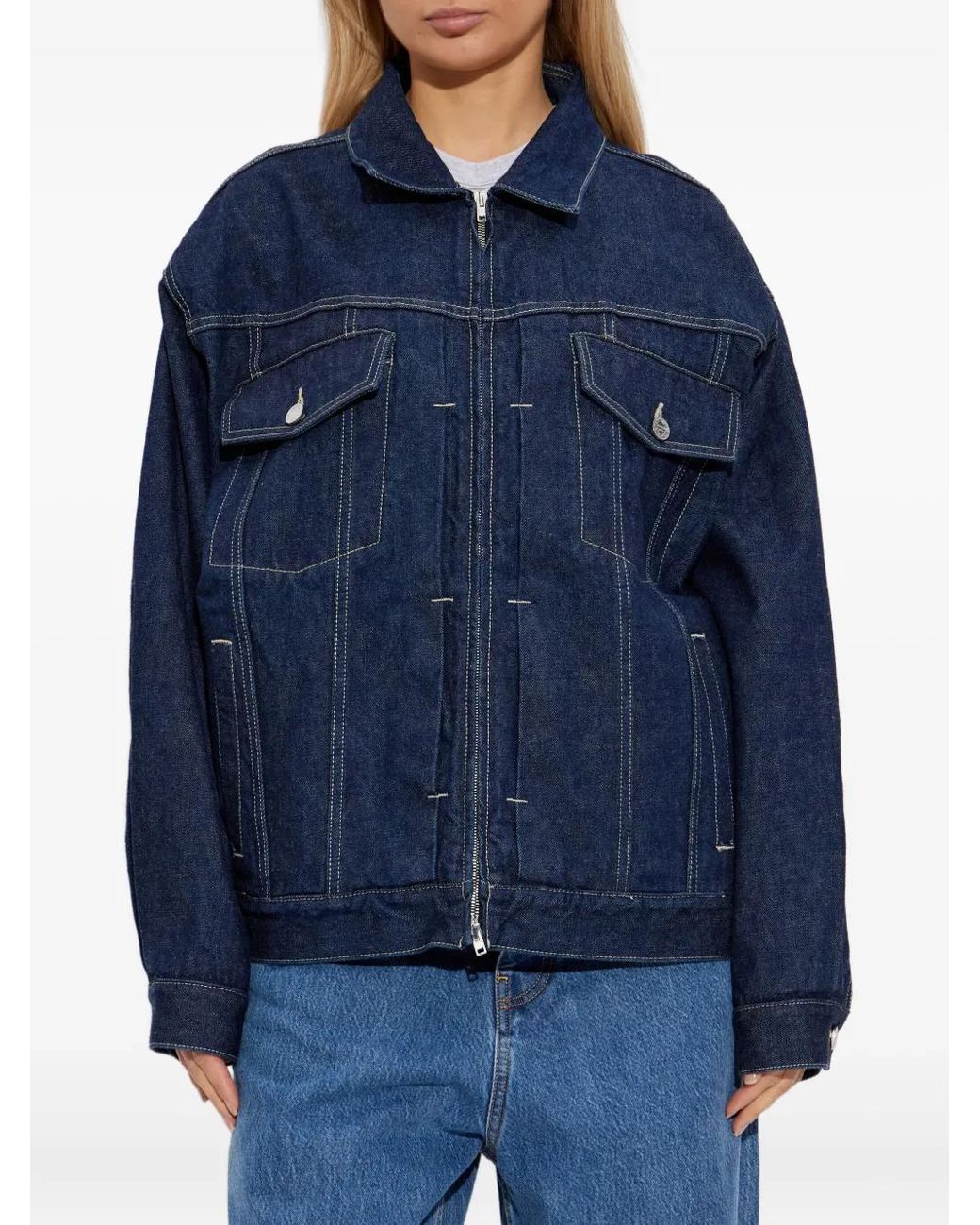 Vetements Blue Zip-Front Flap-Pocket Jacket